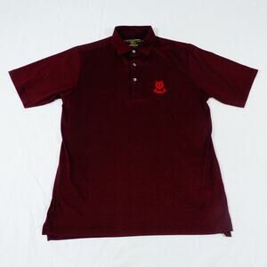St Andrews Links Tartan Collection Geometric Red Golf Polo Shirt Mens Small